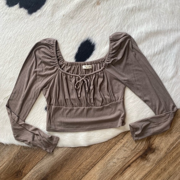 Madewell Tops - Madewell Ribbed Square-Neck Long-Sleeve Top